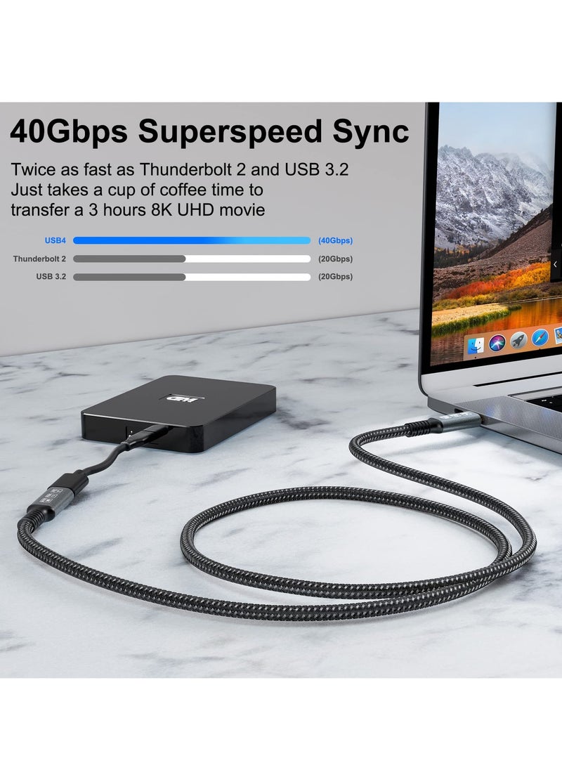 SYOSI - USB4 8K 0.8M Cable for Thunderbolt 4 Compatible USB 4 Type-c Male to Female Extension Cable Ultra HD 8K@60Hz 100W Charging 40Gbps Data Transfer Compatible with External SSD eGPU USB-C Docking - Image 1