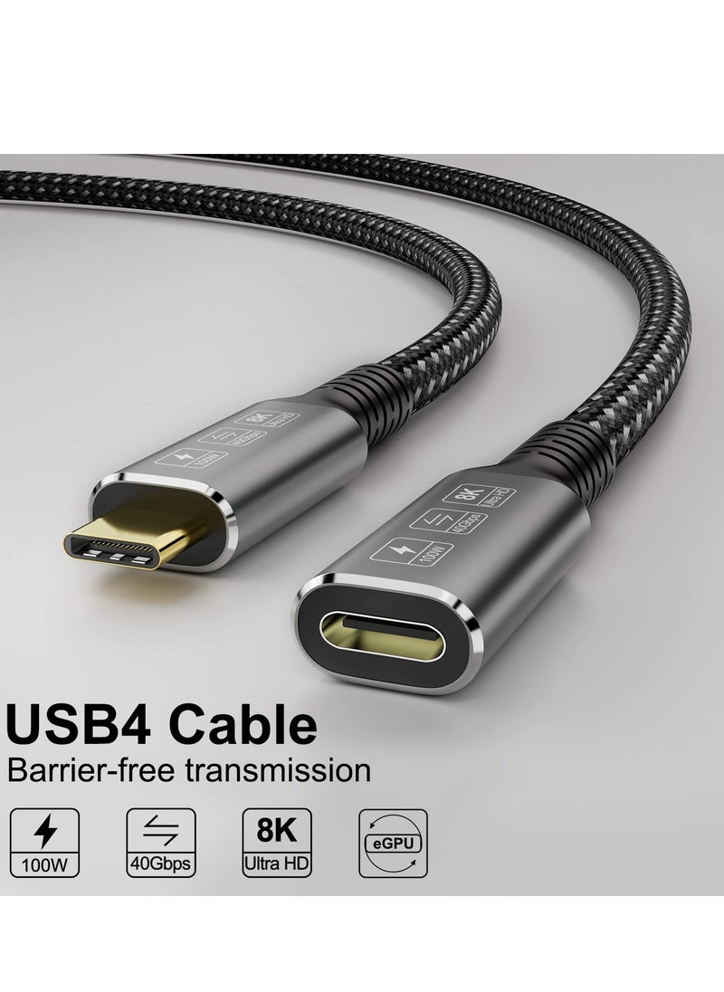 SYOSI - USB4 8K 0.8M Cable for Thunderbolt 4 Compatible USB 4 Type-c Male to Female Extension Cable Ultra HD 8K@60Hz 100W Charging 40Gbps Data Transfer Compatible with External SSD eGPU USB-C Docking - Image 1