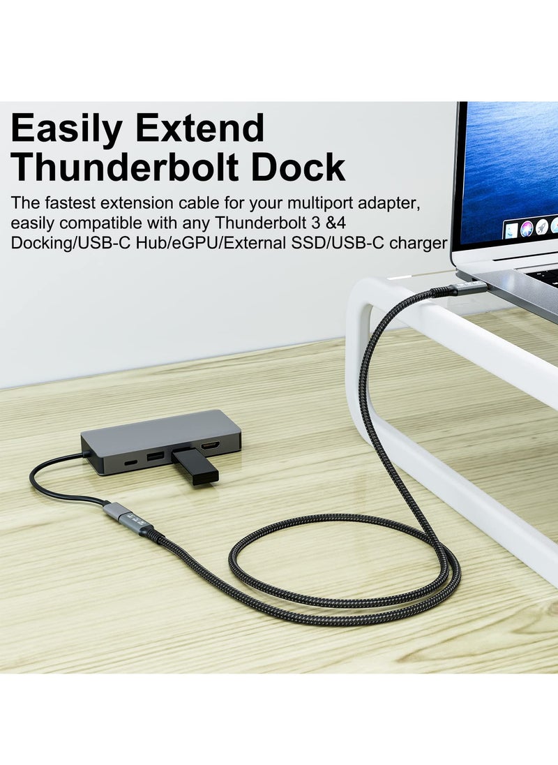 SYOSI - USB4 8K 0.8M Cable for Thunderbolt 4 Compatible USB 4 Type-c Male to Female Extension Cable Ultra HD 8K@60Hz 100W Charging 40Gbps Data Transfer Compatible with External SSD eGPU USB-C Docking - Image 1