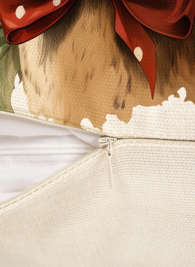 4TH Emotion Christmas Pillow Covers 18x18 Set of 4 Red White Farmhouse Xmas Decorations Snowman Deer Joy Winter Holiday Decor Throw Cushion Case for Home Couch S24C04 - Image 5