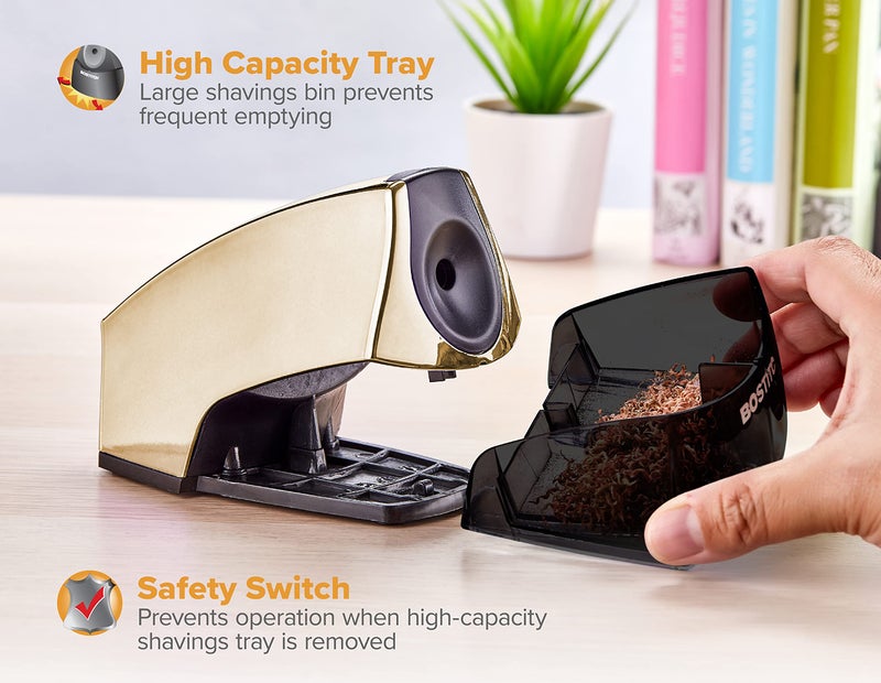 Bostitch Office Personal Electric Pencil Sharpener, Powerful Stall-Free Motor, High Capacity Shavings Tray, 7yr Warranty,Metallic Purple - Image 3