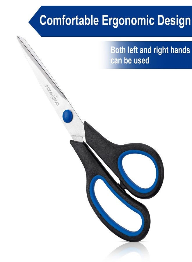 BOOMIBOO Scissors, BOOMIBOO 8" All Purpose 6 Pack - Comfort-Grip Scissors for Office Desk Accessories Sewing Fabric Home Craft School Supplies, Teacher/Class Supplies, Right/Left Handles - Image 2