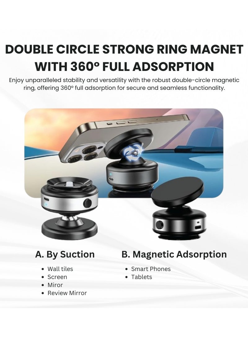 360° Magnetic Suction Phone Holder – Universal Vacuum Adsorption Bracket for Car, Glass Screens, Wall Tiles, Mirror, Gym – Suction Cup Mount for Metal and Glass Surfaces  - Image 3