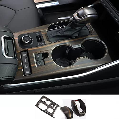 ERIDANUS Auto Accessories Fit for Highlander 2022 2021 2020 (380T Version) Center Console Gear Shift Panel Cover Trim + Gear Shift Knob Trim (Not fit for 2023) (Peach Wood) ABS 3 PCS - Image 1