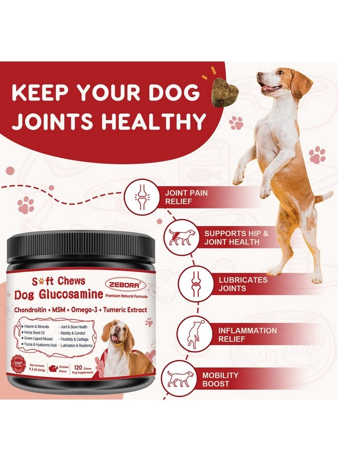 زيبورا جلوكوزامين للكلاب، مكمل غذائي للمفاصل للكلاب يحتوي على الكوندرويتين، وميثيل سلفونيل ميثان، وأوميجا 3، والكركم، والفيتامينات لتسكين الآلام، مكمل غذائي للمفاصل للكلاب يحتوي على الكالسيوم والفوسفور لصحة العظام، 120 مضغة ناعمة - Image 1