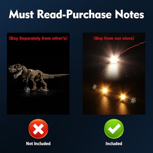 BrickBling LED Light Only Compatible with Lego Dinosaur Fossils Tyrannosaurus rex Creative Lighting Kit Compatible with Lego 76968Not Come with Model Classic Version Light - Image 5