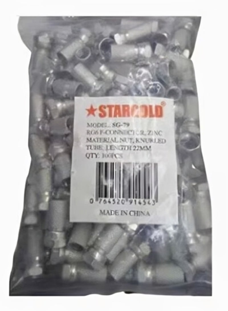 Stargold 100 Pieces RG6 Compression Connectors Waterproof for Satellite TV Coaxial Cable  - Image 1