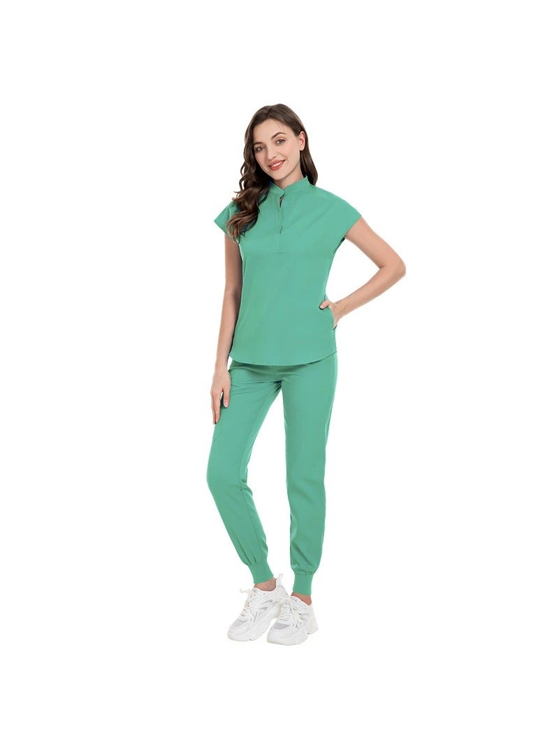 Elastic Scrubs Nursing Pants with Stand Collar Nurse Uniforms for Medical Professionals & Jogging - Amazon Fulfilled - Image 1