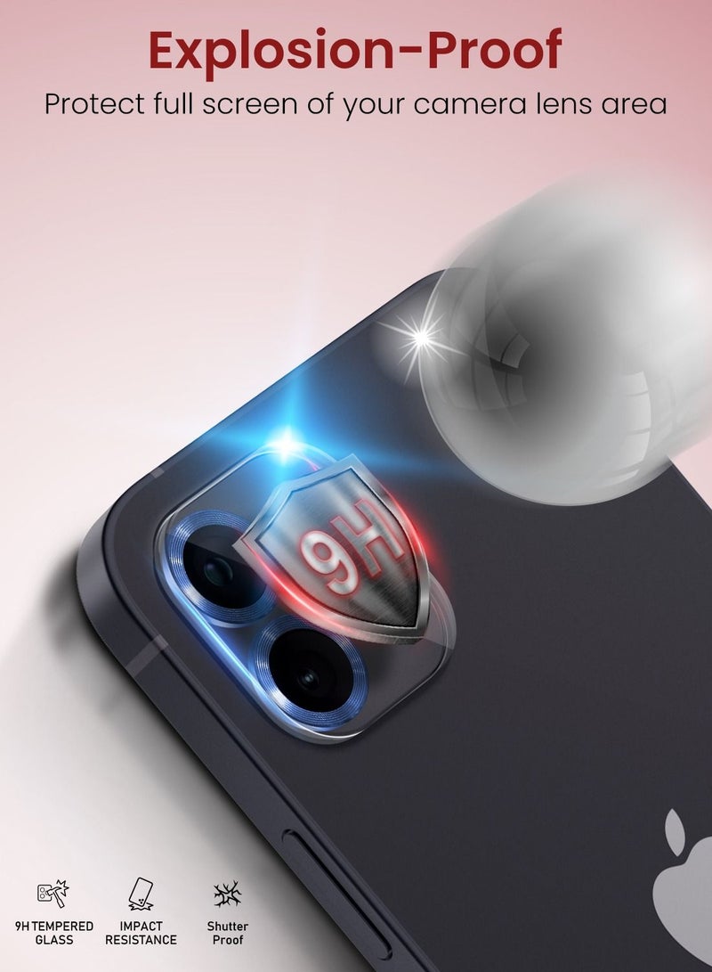 Moxedo Camera Lens Protector, 9H Tempered Glass, Scratch Resistant Aluminum Alloy Frame Camera Cover Screen Protector Compatible for iPhone 12/6.1 inch - DRESS DEN BLUE - Image 5