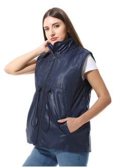 Andora Sleeveless Adjustable Waist Padded Vest_ Navy Blue  - Image 2