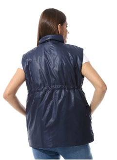 Andora Sleeveless Adjustable Waist Padded Vest_ Navy Blue  - Image 3