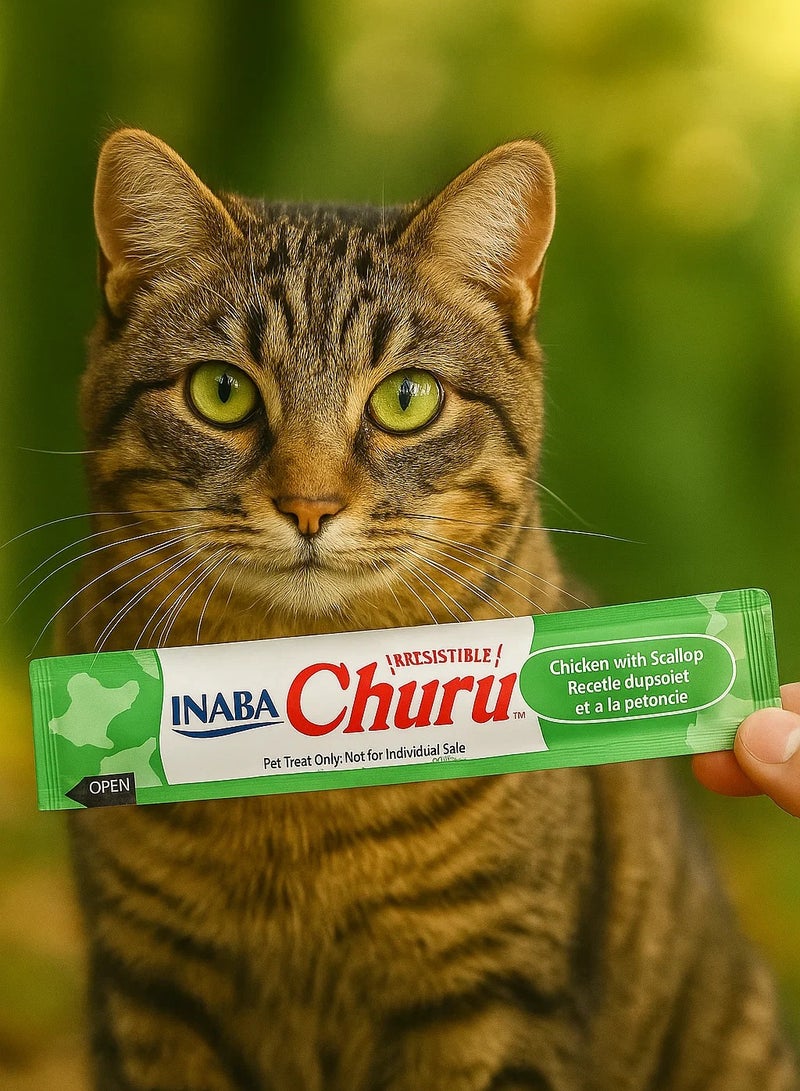 INABA 5 packs Cat Treats – Chicken with Scallop Recipe (5 pcs × 14g) - Image 1