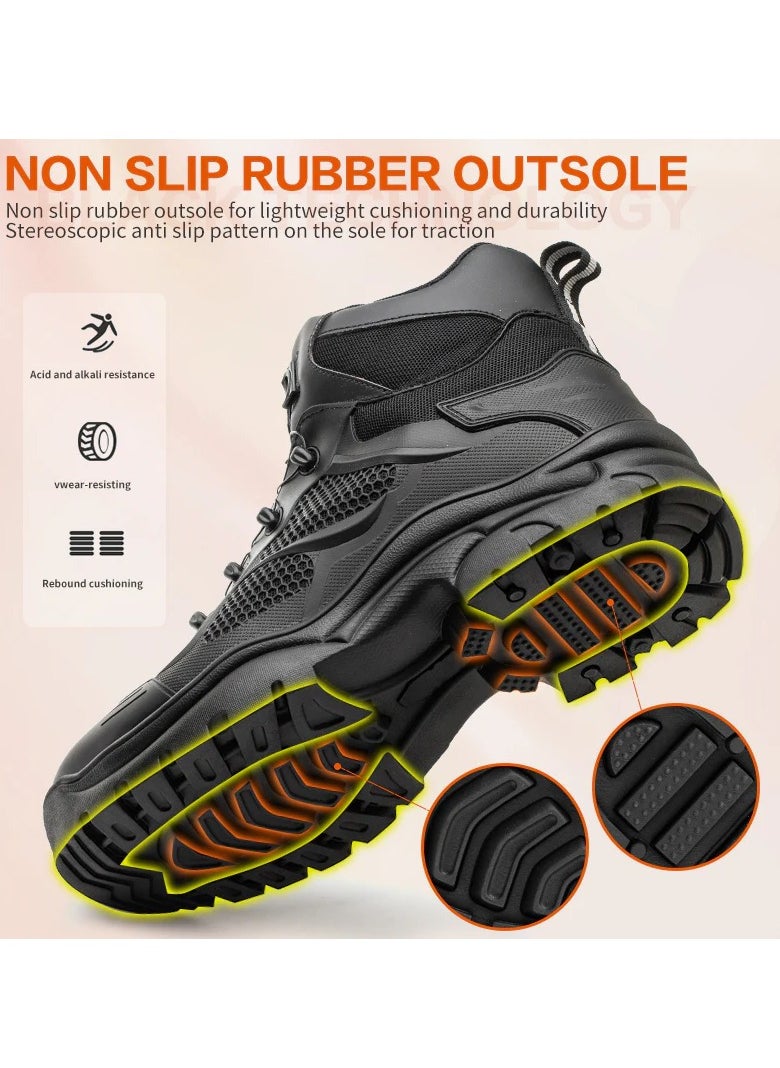 Verci - Men's Leather Shoes Uniquely Designed Simple Shoes With Knobs Products Workers Wide Foot Safety Shoes Hat Mid-cut Work Boots (41 EUR) - Image 1