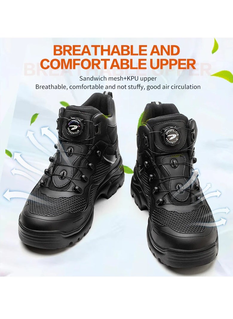 Verci - Men's Leather Shoes Uniquely Designed Simple Shoes With Knobs Products Workers Wide Foot Safety Shoes Hat Mid-cut Work Boots (41 EUR) - Image 1