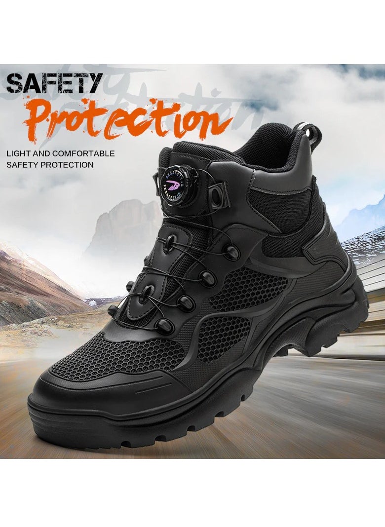 Verci - Men's Leather Shoes Uniquely Designed Simple Shoes With Knobs Products Workers Wide Foot Safety Shoes Hat Mid-cut Work Boots (41 EUR) - Image 1