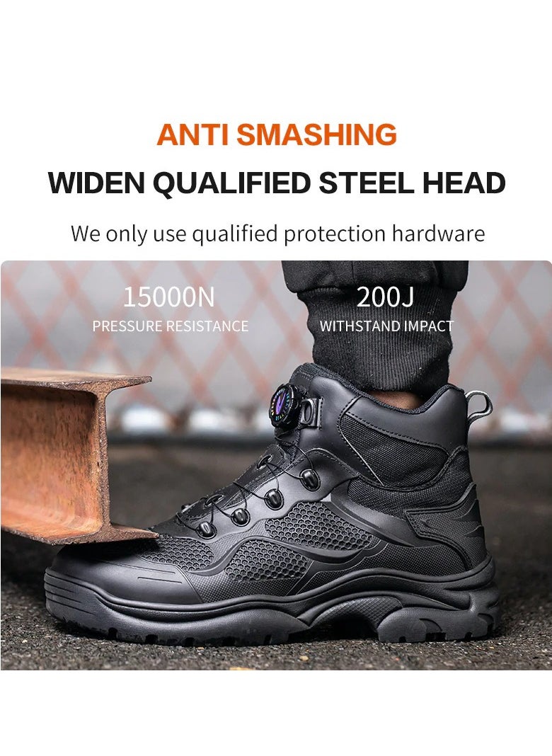 Verci - Men's Leather Shoes Uniquely Designed Simple Shoes With Knobs Products Workers Wide Foot Safety Shoes Hat Mid-cut Work Boots (41 EUR) - Image 1