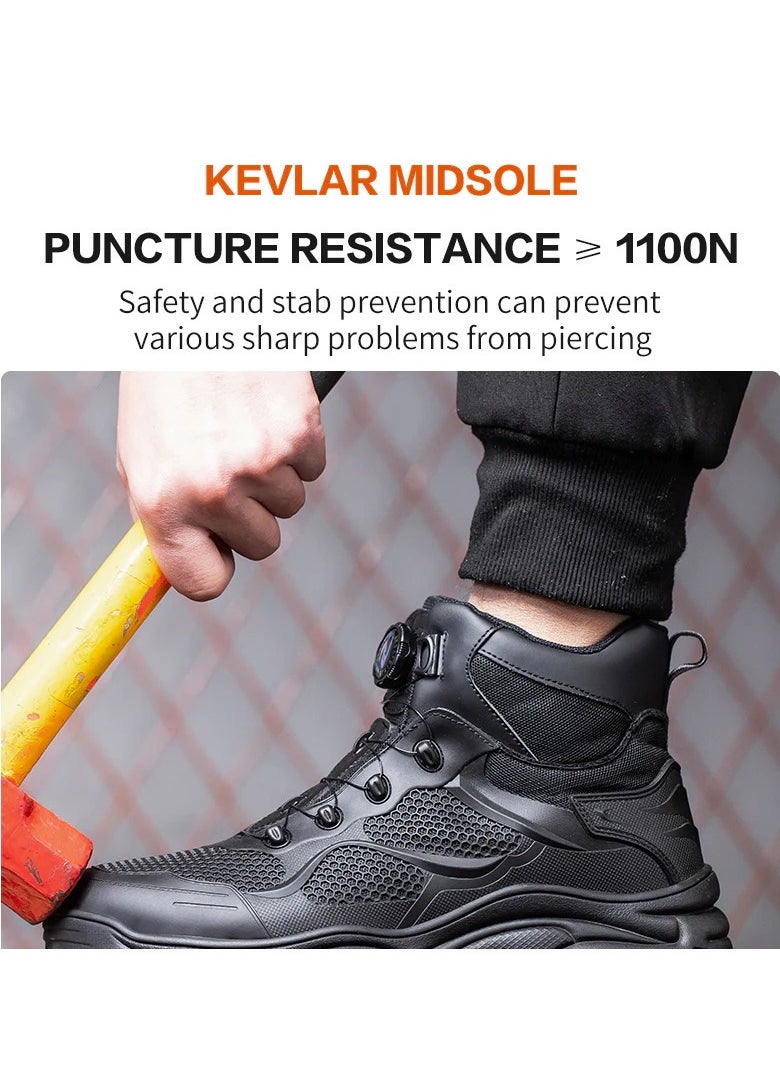 Verci - Men's Leather Shoes Uniquely Designed Simple Shoes With Knobs Products Workers Wide Foot Safety Shoes Hat Mid-cut Work Boots (41 EUR) - Image 1