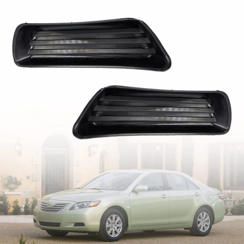 ANTUKO 2Pcs Front Bumper Fog Light Cover Grilles Left and Right Side without Hole Replacement for 2007 2008 2009 Camry TO2598103 TO2599103