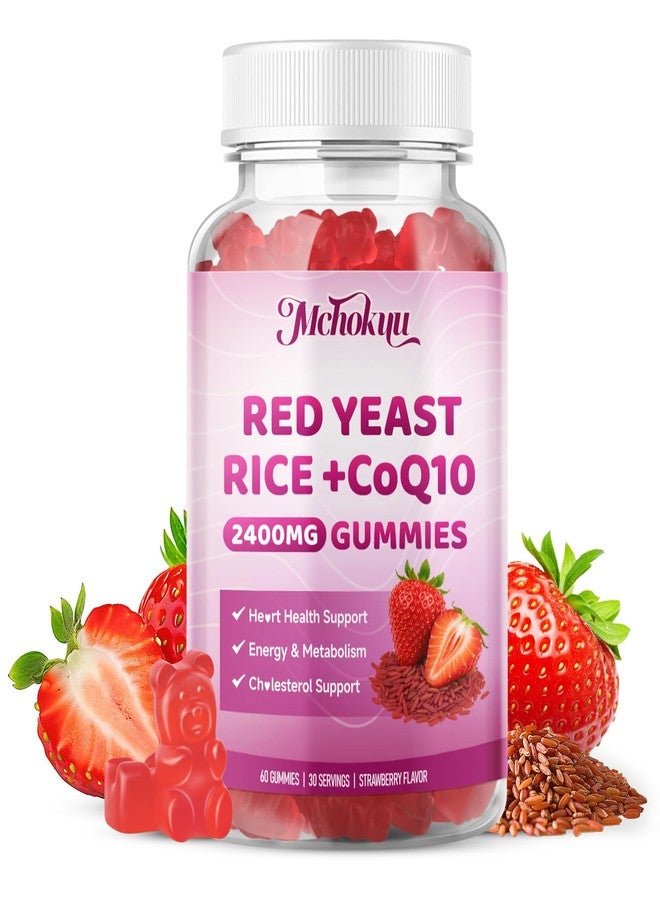 Mchokuu Red Yeast Rice 2400mg Gummies, Red Yeast Rice Supplement for Men & Women Support Heart Health, Energy Support, Sugar-Free, Vegan Non-GMO, Strawberry Flavor - 60 Count - Image 1