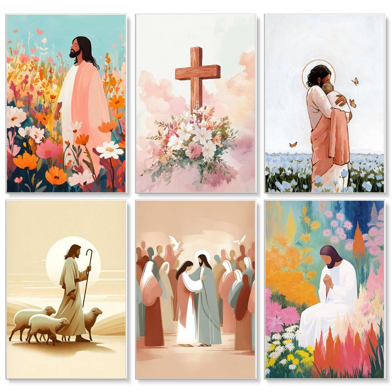 Yezavesu 6 Pack Paint by Numbers Kit for Adults Beginner 8x12 Inch Jesus Adult Paint by Number Kits on Canvas Without Frame DIY Acrylic Christ Religious Painting by Numbers for Home Wall Decor Gift - Image 2