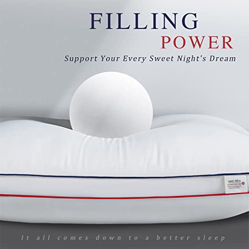 Bedufsar Bed Pillows for Sleeping, Queen Size Pillows Hotel Quality Set of 2, Firm and Supportive Gusseted Pillows for Side and Back Sleepers, Cooling Down Alternative Fluffy Soft Pillow (20x30 in) - Image 4