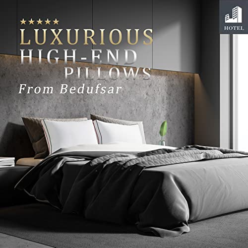 Bedufsar Bed Pillows for Sleeping, Queen Size Pillows Hotel Quality Set of 2, Firm and Supportive Gusseted Pillows for Side and Back Sleepers, Cooling Down Alternative Fluffy Soft Pillow (20x30 in) - Image 2