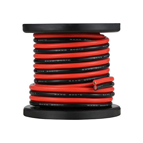 BNTECHGO 8 Gauge Flexible 2 Conductor Parallel Silicone Wire Spool Red Black High Resistant 200 deg C 600V for Single Color LED Strip Extension Cable Cord,Model,20ft Stranded Tinned Copper Wire - Image 1
