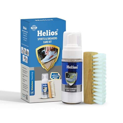 Helios Shoe Cleaning Kit 150 ml Shoe Cleaner & 1 Wooden Shoe Cleaner Brush | Sports & Sneaker Care Kit 150 ml | Shoe Cleaning Kit | Shoe Cleaner Kit For Sneakers. - Image 1
