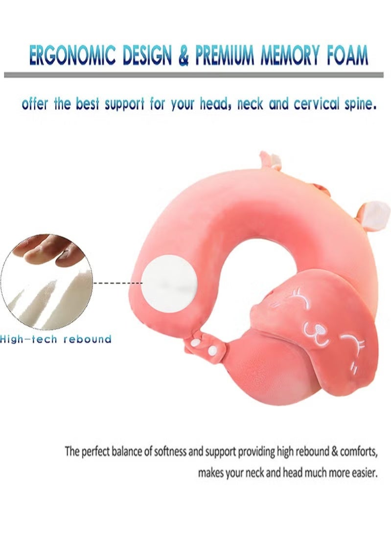 FASHION HOME Memory Foam Travel Pillow U Shaped Neck Support With Eye Mask for Sleeping - Image 2