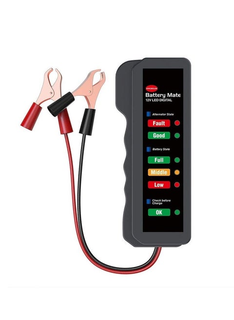 12V Car Battery Tester, Alternator Tester Automotive, Checker, Analyzer to Check and Charging System, LED Indication