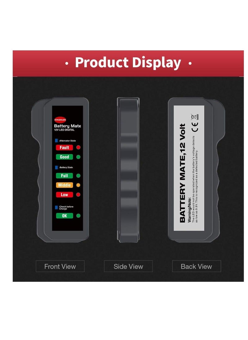 Y&D - 12V Car Battery Tester, Alternator Tester Automotive, Checker, Analyzer to Check and Charging System, LED Indication - Image 1