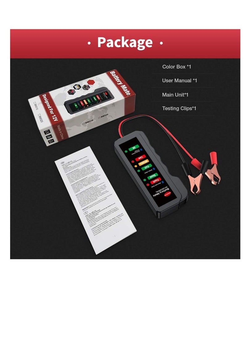 Y&D - 12V Car Battery Tester, Alternator Tester Automotive, Checker, Analyzer to Check and Charging System, LED Indication - Image 1