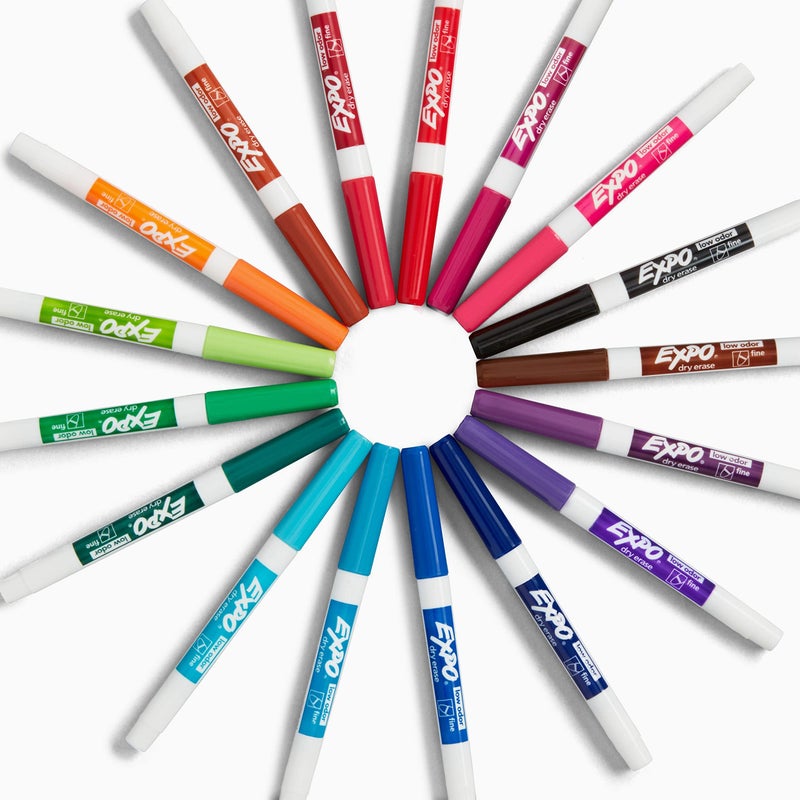 EXPO Dry Erase Markers, Whiteboard Markers with Low Odor Ink, Fine Tip, Assorted Vibrant Colors, 16 Count - Image 4