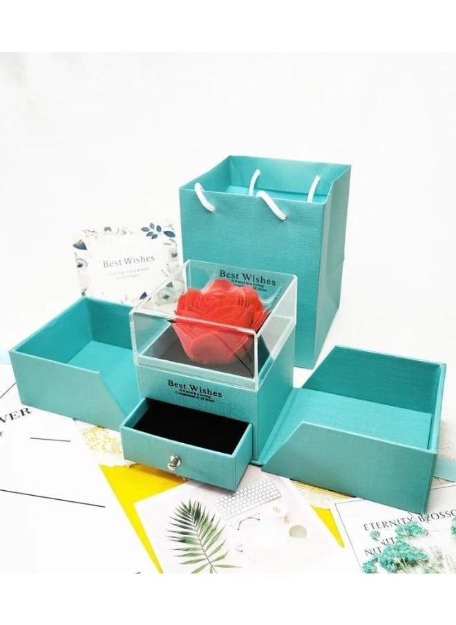 Generic - Elegant Blue Jewelry and Keepsake Gift Box: A Treasure Trove of Style and Function(Without Necklace) - Image 1