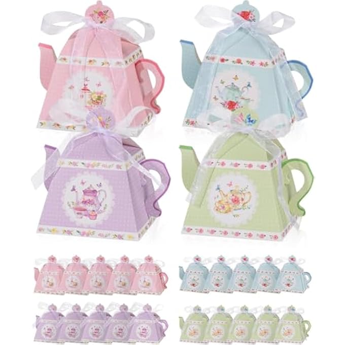 YelaJoy 24 Pieces Floral Tea Party Gift Box Table Decorations Hospitality Gift Bag Candy Box Suitable For Wedding Baby Shower - Image 2