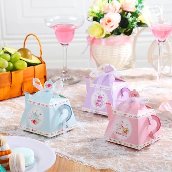 YelaJoy 24 Pieces Floral Tea Party Gift Box Table Decorations Hospitality Gift Bag Candy Box Suitable For Wedding Baby Shower - Image 3