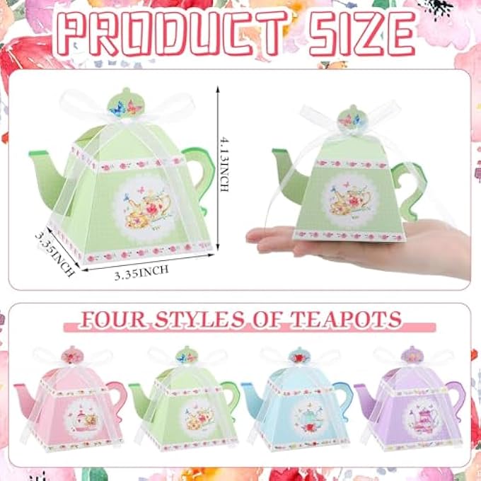 YelaJoy 24 Pieces Floral Tea Party Gift Box Table Decorations Hospitality Gift Bag Candy Box Suitable For Wedding Baby Shower - Image 4