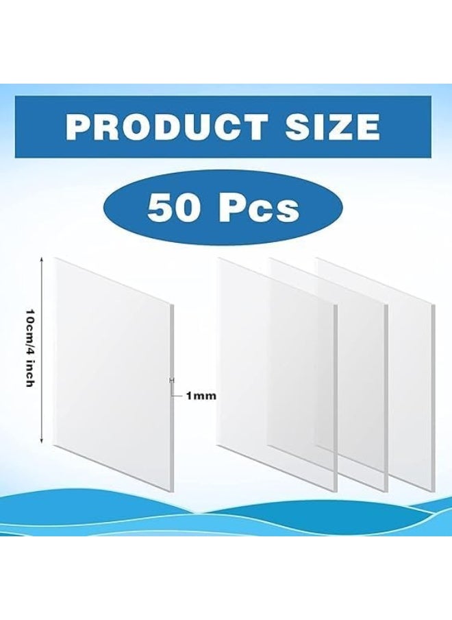 Horoof Home Horoof Home® 50PCS Clear Acrylic Sheets – 10x10 cm, 1mm Thick Transparent Plexiglass Panels for DIY Crafts, Painting, Laser Cutting, Engraving, Signage & Display – Durable & Shatterproof  - Image 2