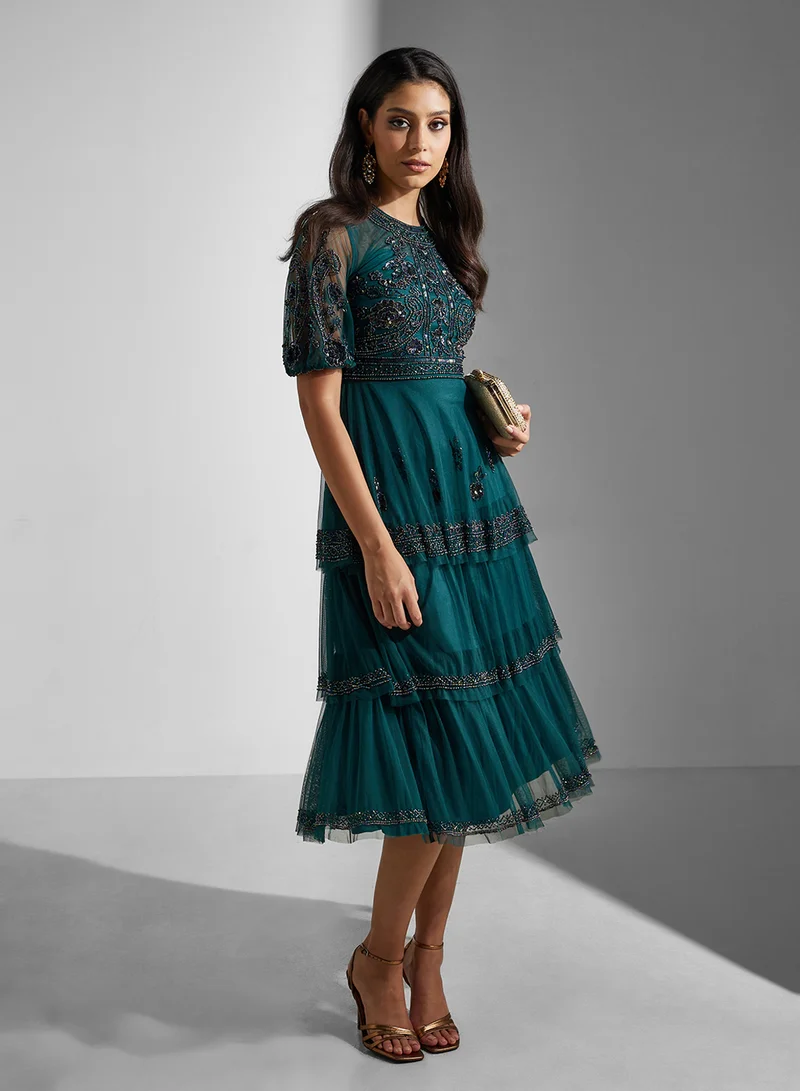 Amelia Rose Tiered Beaded Dress