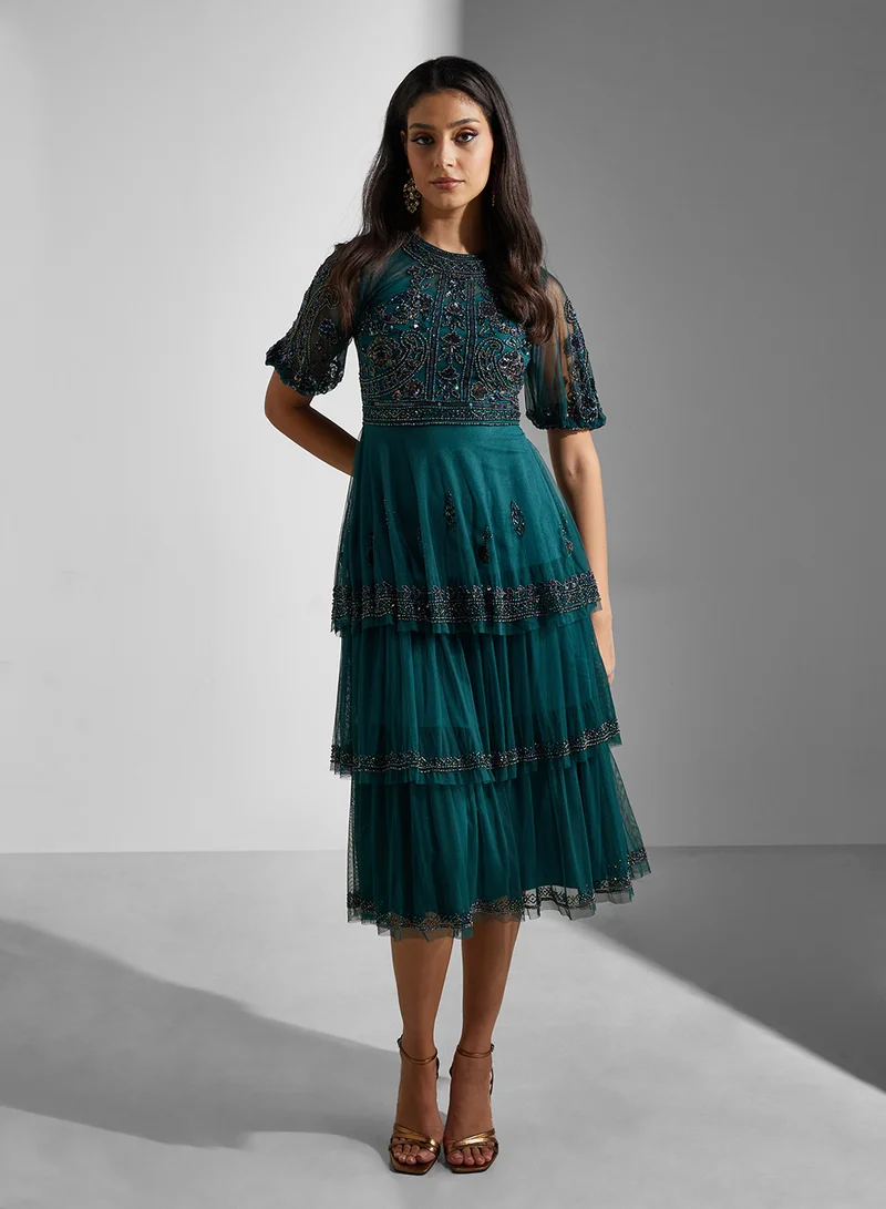 Amelia Rose Tiered Beaded Dress