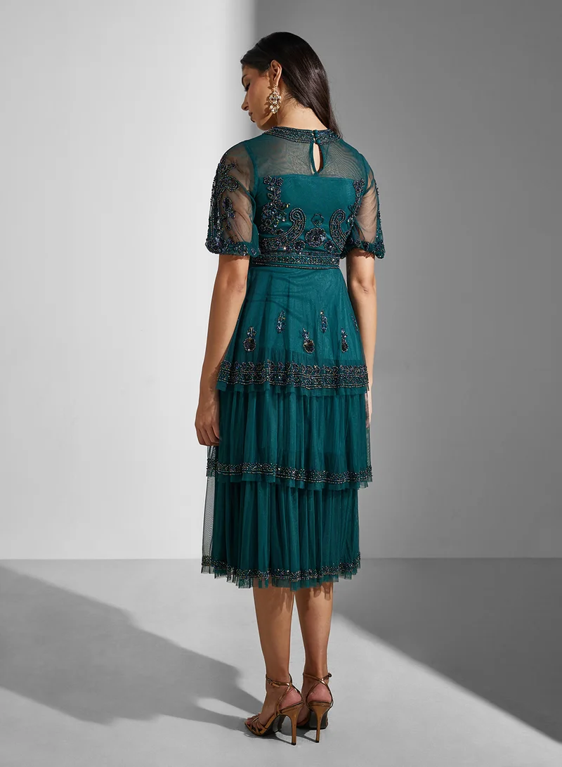 Amelia Rose Tiered Beaded Dress