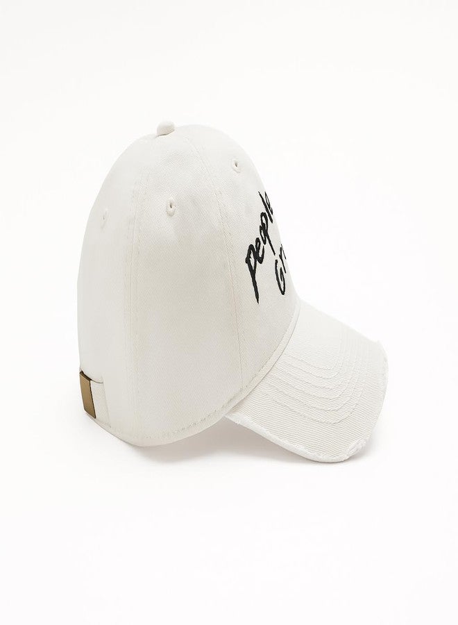 Jellyfish 'are You Afraid of The Blue?' Embroidered Baseball Cap, Cotton Blend, Adjustable, Off-White - Image 3