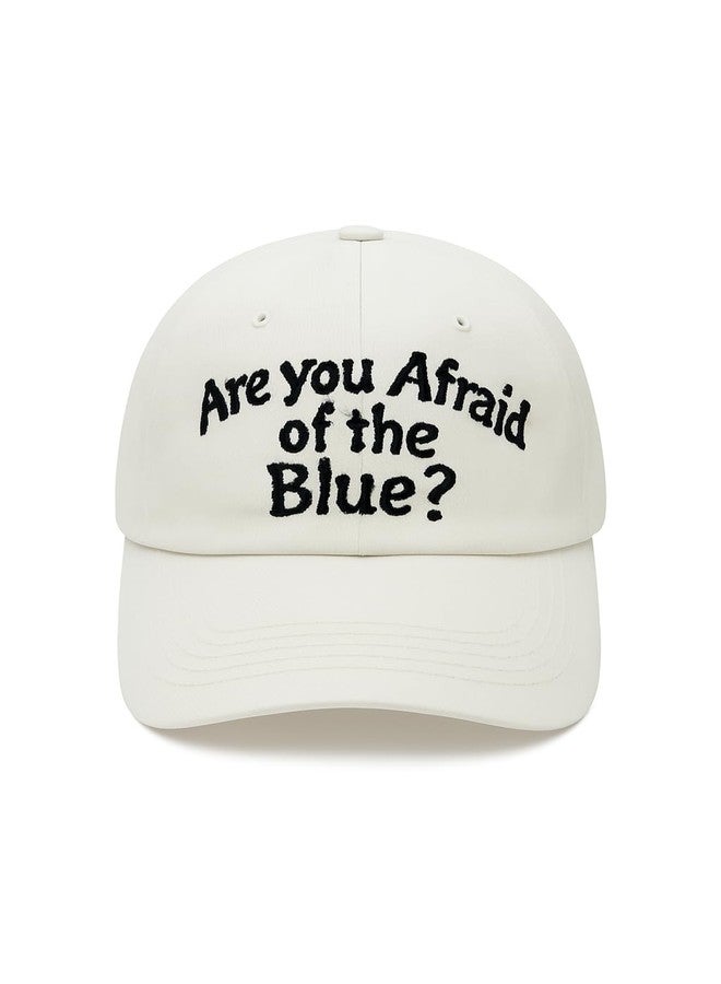 Jellyfish 'are You Afraid of The Blue?' Embroidered Baseball Cap, Cotton Blend, Adjustable, Off-White - Image 1