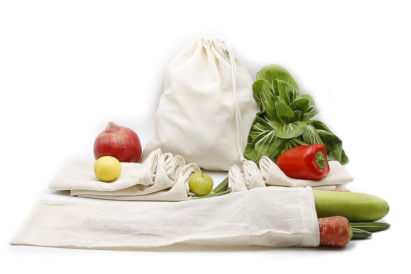 EARTH CONNECT EARTH CONNECT Cotton Vegetable Storage Bag Reusable For shopping Special Combo for Fridge Set of 8  - Image 2
