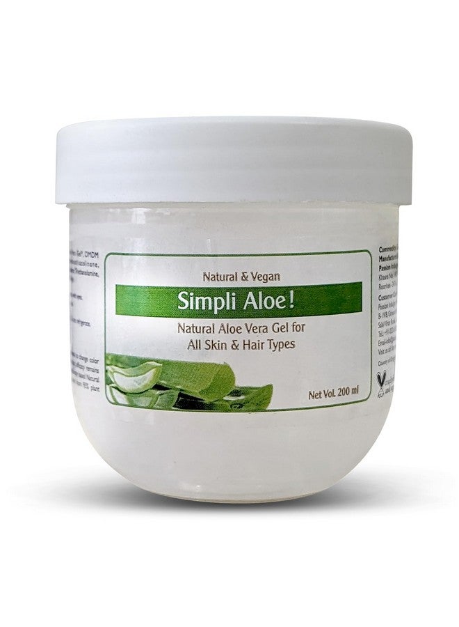 passion indulge Simpli Aloe- Pure Aloe Vera Multipurpose Natural Gel For All Skin & Hair Type | Coolant | Deep Hydration | Redness | Acne | Vegan - 200Ml - Image 1