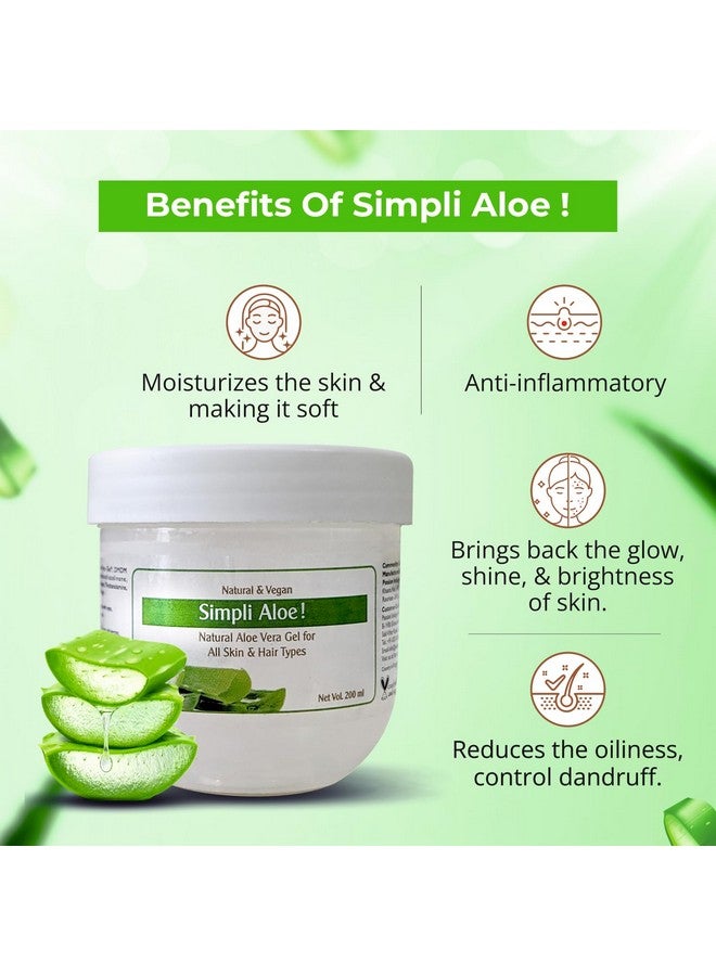 passion indulge Simpli Aloe- Pure Aloe Vera Multipurpose Natural Gel For All Skin & Hair Type | Coolant | Deep Hydration | Redness | Acne | Vegan - 200Ml - Image 3