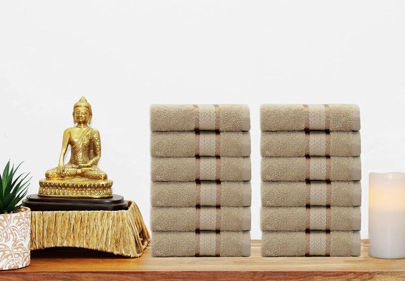 قطن كرافت COTTON CRAFT مناشف وجه فائقة النعومة - 12 قطعة - 12x12 بوصة - مناشف وجه قطنية 100% - مناشف أطفال - سريعة الامتصاص والتجفيف - فاخرة يومية - للفنادق والحمامات والمطابخ والمنتجعات الصحية وصالات الألعاب الرياضية وحمامات السباحة والتخييم والمهاجع - سهلة العناية - كتان - Image 4