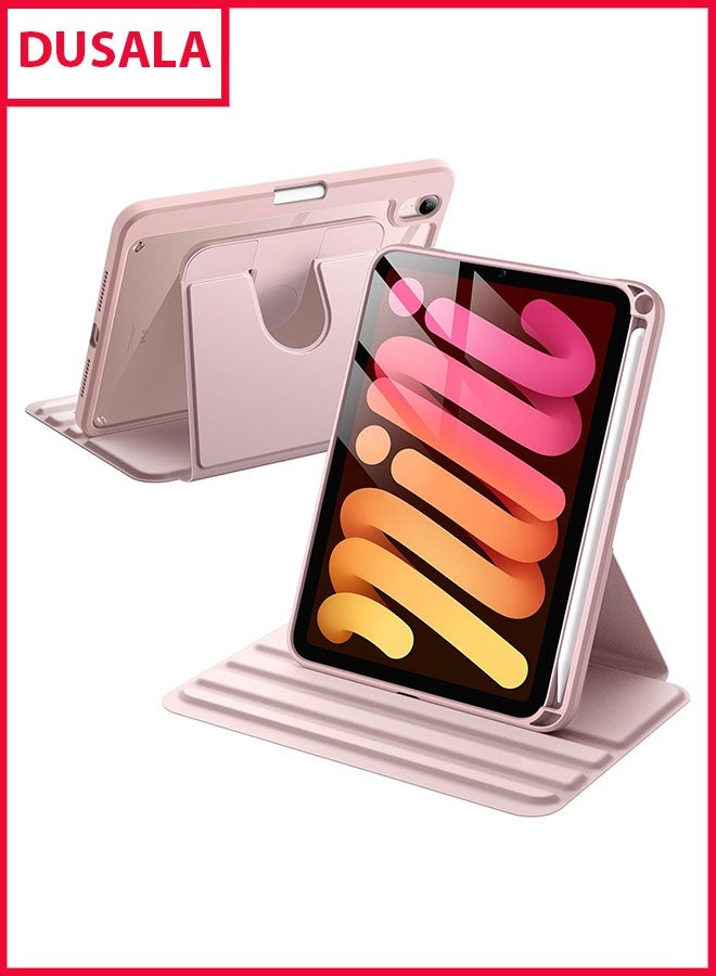 دوسالا جراب دوار لجهاز iPad mini (A17 Pro، موديل 2024، الجيل السابع) / mini 6 (موديل 2021، الجيل السادس) مع حامل قلم، حامل واقٍ يدور 360 درجة، غطاء نحيف شفاف، تنبيه/سكون تلقائي (iPad mini) - Image 1