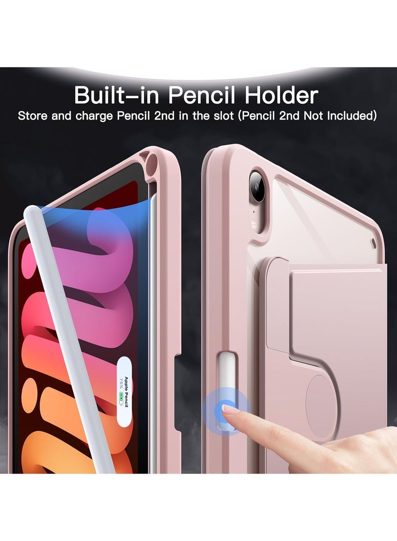 دوسالا جراب دوار لجهاز iPad mini (A17 Pro، موديل 2024، الجيل السابع) / mini 6 (موديل 2021، الجيل السادس) مع حامل قلم، حامل واقٍ يدور 360 درجة، غطاء نحيف شفاف، تنبيه/سكون تلقائي (iPad mini) - Image 5