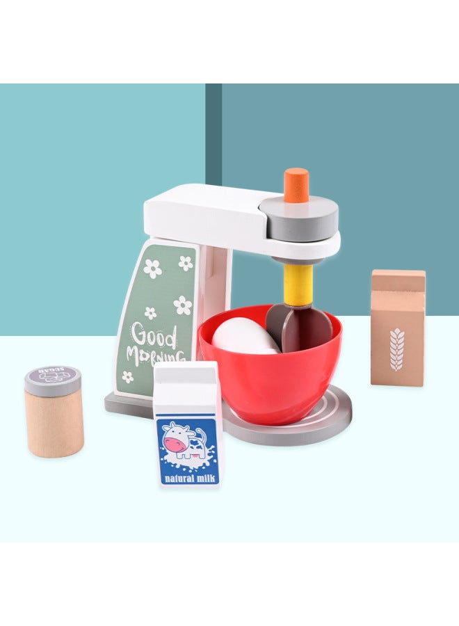Wooden Children's Simulation Bread Machine Coffee Machine Pancake Machine Egg Beater Toy Set Baby Imitation Experience Puzzle-Color:Simulation Bread Machine MM - Image 4